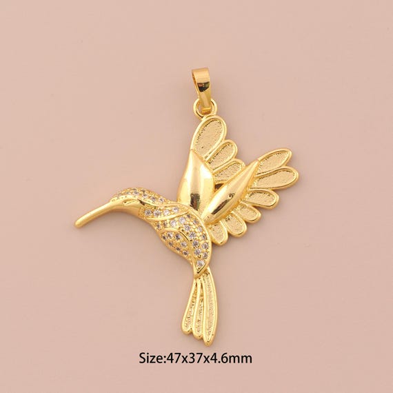 18K Gold Bird Charms,CZ Pave Bird Charms Pendants,Animal Charm for DIY Jewelry Making Supply