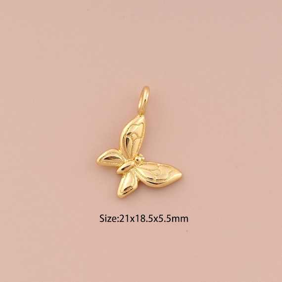 18K Gold Butterfly Charms,Minimalist Charms Pendants,Butterfly Charm for DIY Jewelry Making Supply