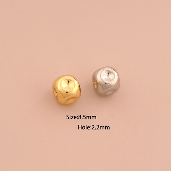 18K Gold Square Spacer Bead,Square Bead,Square Bead for DIY Jewelry Making Supply