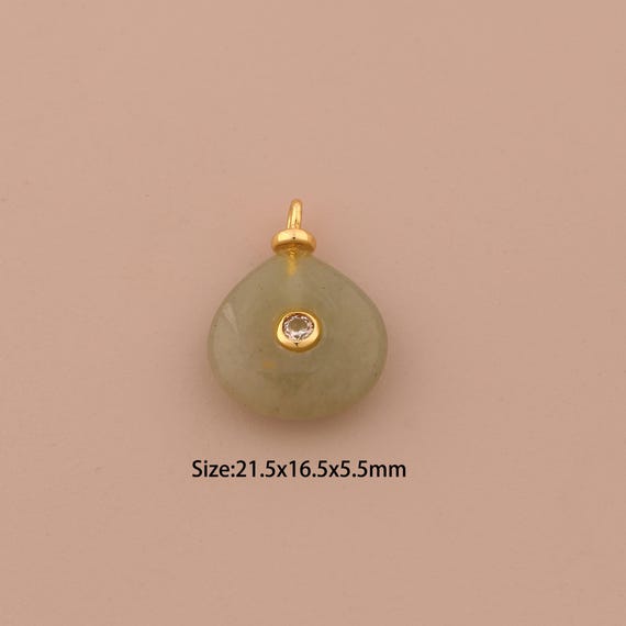 18K Gold Energy Stone Charms,Natural Stone Charms Pendants,Stone Charm for DIY Jewelry Making Supply