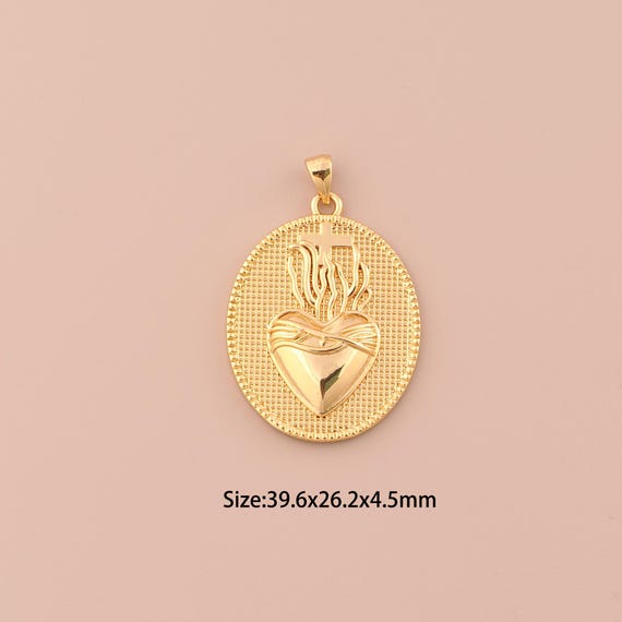 18K Gold Heart Charms,Cross Charms Pendants,Oval Charm for DIY Jewelry Making Supply