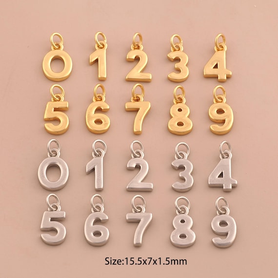 18K Gold Angel Number Charms,Digital Charms Pendants,Number Charm for DIY Jewelry Making Supply