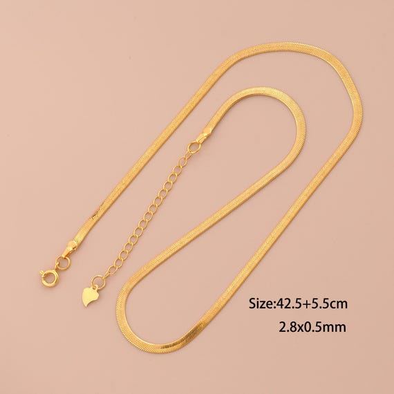 18K Gold Herringbone Necklace,Chain Necklace,Fashion Necklace,Gift for Her