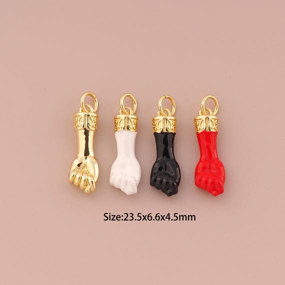 18K Gold Gesture Charms,Enamel Minimalist Charms Pendants,Gesture Charm for DIY Jewelry Making Supply