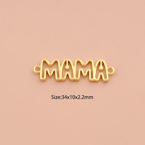 18K Gold MAMA Connector,Letter Connector Charms,MAMA Connector for DIY Jewelry Making Supply