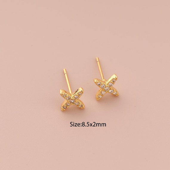 18K Gold Cross Stud Earrings,CZ Pave Cross Stud Earrings,Cross Stud Earrings,Hypoallergenic Stud Earrings,Gift for Her