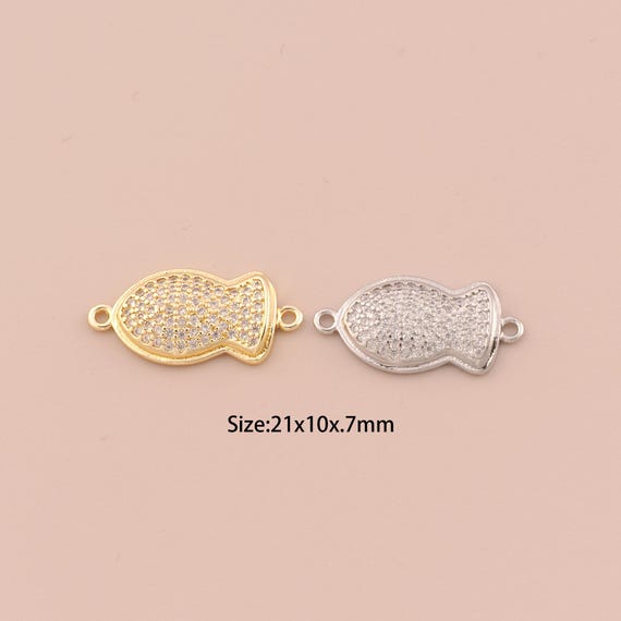Gold Fish Connector,18K Gold Tropical Fish Connector,Fish Connector DIY Bracelet Necklace Jewelry Making Findings Supply