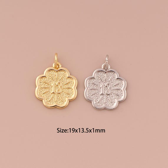 18K Gold Flower Charms,Minimalist Charms Pendants,Digital Charm for DIY Jewelry Making Supply