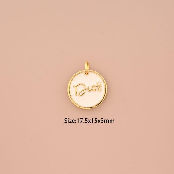 18K Gold Round Charms,Enamel Letter Charms Pendants,Round Charm for DIY Jewelry Making Supply