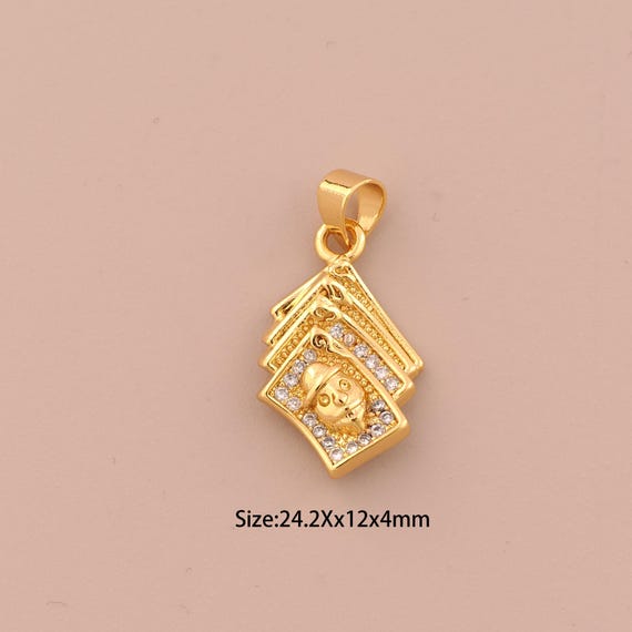 18K Gold Playing Card Charms,CZ Pave Playing Card Charms Pendants,Playing Card Charm for DIY Jewelry Making Supply