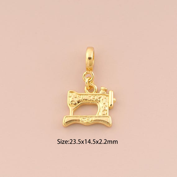18K Gold Sewing Maching Charms,Sewing Maching Charms Pendants,Sewing Maching Charm for DIY Jewelry Making Supply
