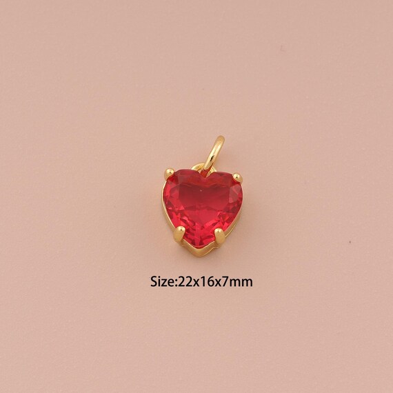 18K Gold Heart Charms,CZ Pave Minimalist Charms Pendants,Heart Charm for DIY Jewelry Making Supply