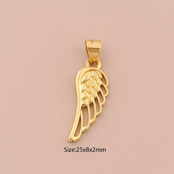 18K Gold Wing Charms,Feather Charms Pendants,Wing Charm for DIY Jewelry Making Supply