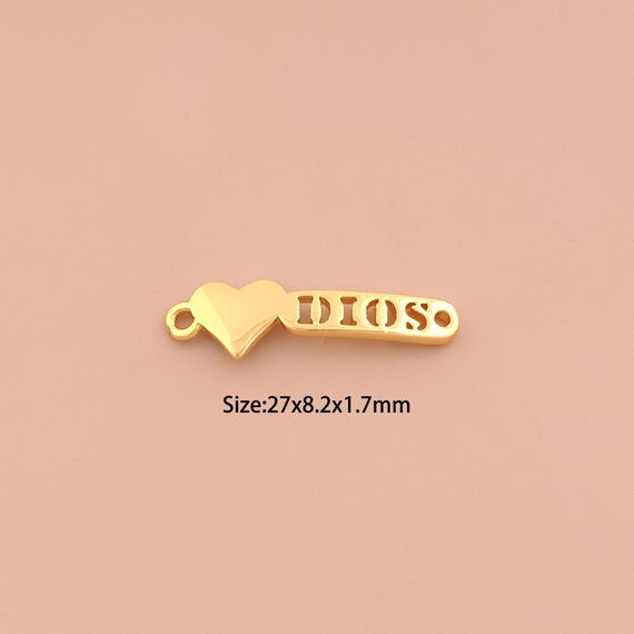 18K Gold DIOS Connector,Letter Connector Charms,Heart Connector for DIY Jewelry Making Supply