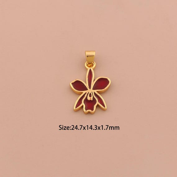 18K Gold Venezuela Flower Charms,Enamel Flower Charms Pendants,Venezuela Flower Charm for DIY Jewelry Making Supply
