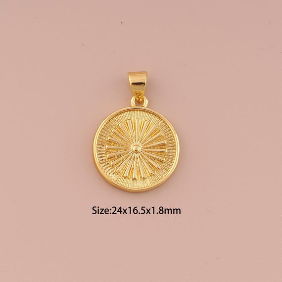 18K Gold Round Charms,Minimalist Charms Pendants,Round Charm for DIY Jewelry Making Supply