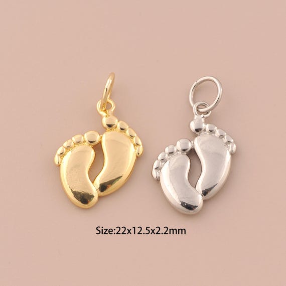 18K Gold Foot Charms,Foot Charms Pendants,Foot Charm for DIY Jewelry Making Supply