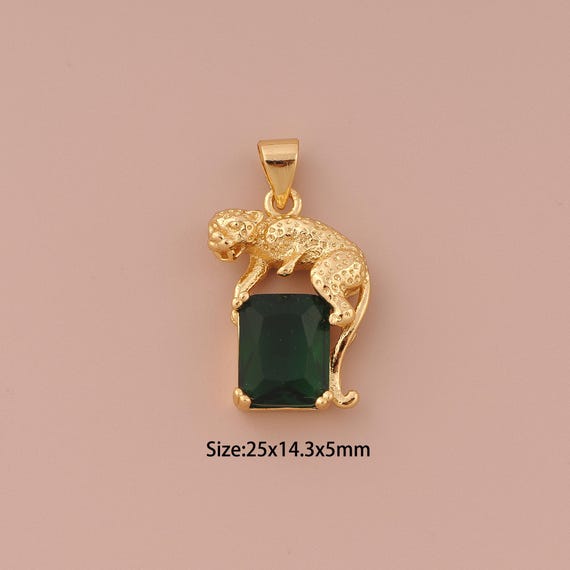 18K Gold Animal Charms,Minimalist Charms Pendants,Leopard Charm for DIY Jewelry Making Supply
