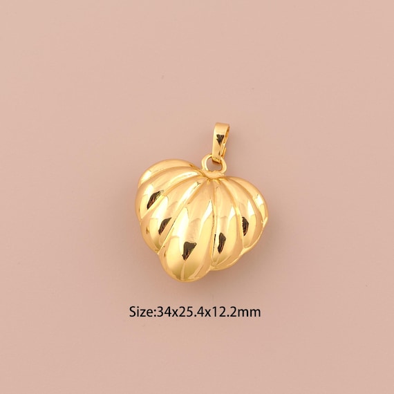 18K Gold Heart Charms,Minimalist Charms Pendants,Heart Charm for DIY Jewelry Making Supply
