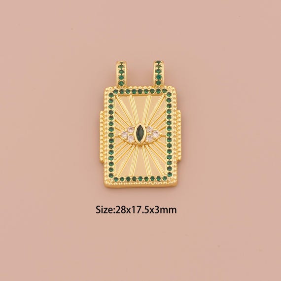 18K Gold Evil Eye Charms,CZ Pave Minimalist Charms Pendants,Devil Eye Charm for DIY Jewelry Making Supply