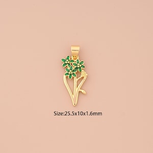 18K Gold Flower Charms,Flower Charms Pendants,Flower Charm for DIY Jewelry Making Supply