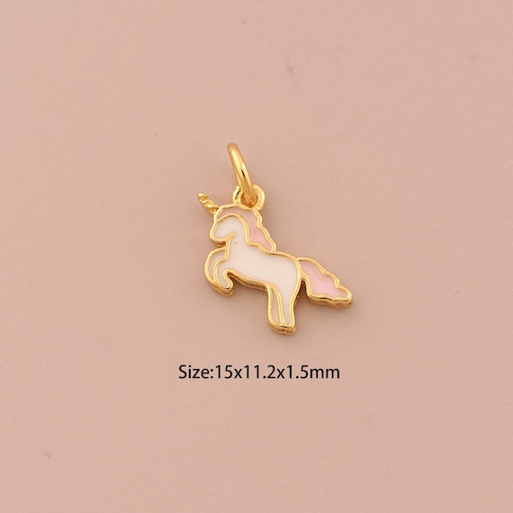 18K Gold Pegasus Moon Charms,Enamel Pegasus Charms Pendants,Pegasus Charm for DIY Jewelry Making Supply