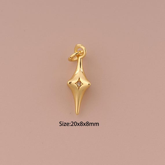 18K Gold Cross Star Charms,CZ Pave Minimalist Charms Pendants,Cross Star Charm for DIY Jewelry Making Supply