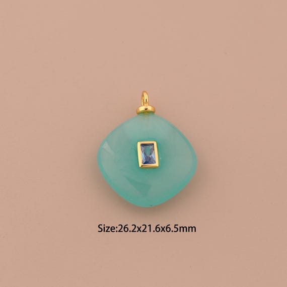 18K Gold Energy Stone Charms,Natural Stone Charms Pendants,Stone Charm for DIY Jewelry Making Supply