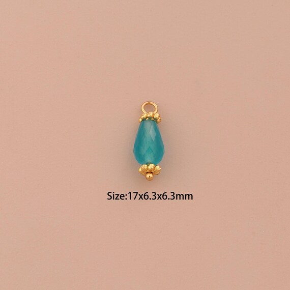 18K Gold Energy Stone Charms,Natural Stone Charms Pendants,Stone Charm for DIY Jewelry Making Supply