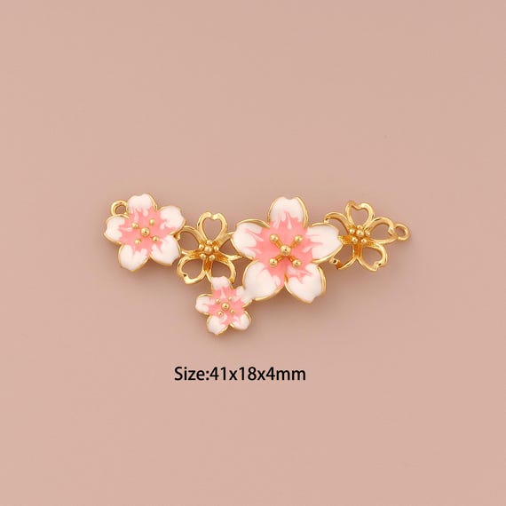 18K Gold Flower Charms,Enamel Minimalist Charms Pendants,Flower Charm for DIY Jewelry Making Supply