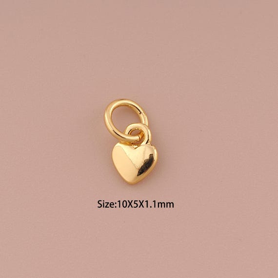 5 pcs 18K Gold Heart Charms,Minimalist Charms Pendants,Heart Charm for DIY Jewelry Making Supply