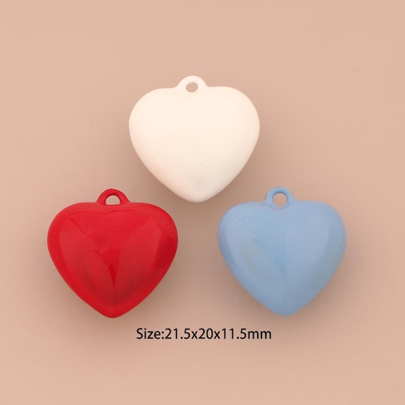 18K Gold Heart Charms,Enamel Love Charms Pendants,Heart Charm for DIY Jewelry Making Supply