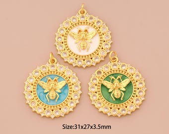レディース 【新品】エナメル仕上げ蜂と月デザインネックレス 14金メッキ