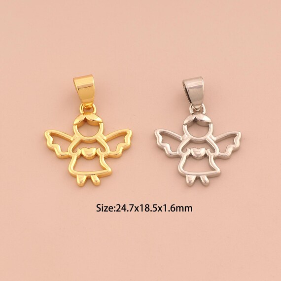18K Gold Cupid Charms,Angel Charms Pendants,Heart Charm for DIY Jewelry Making Supply