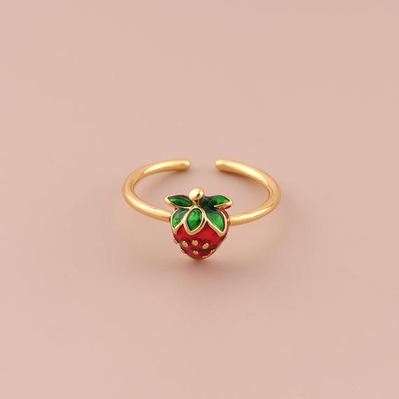 18K Gold Open Rings,Strawberry Rings,Thick Gold Rings for DIY Jewelry Making Supply