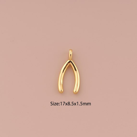 18K Gold Wishbone Charms,Minimalist Charms Pendants,Wishbone Charm for DIY Jewelry Making Supply