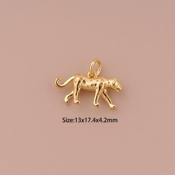 18K Gold Leopard Charms,Minimalist Charms Pendants,Leopard Charm for DIY Jewelry Making Supply
