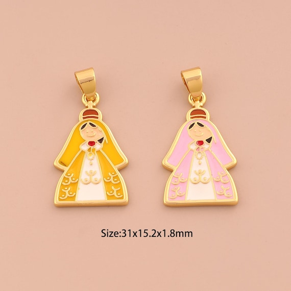 18K Gold Princess Charms,Enamel Princess Charms Pendants,Princess Charm for DIY Jewelry Making Supply