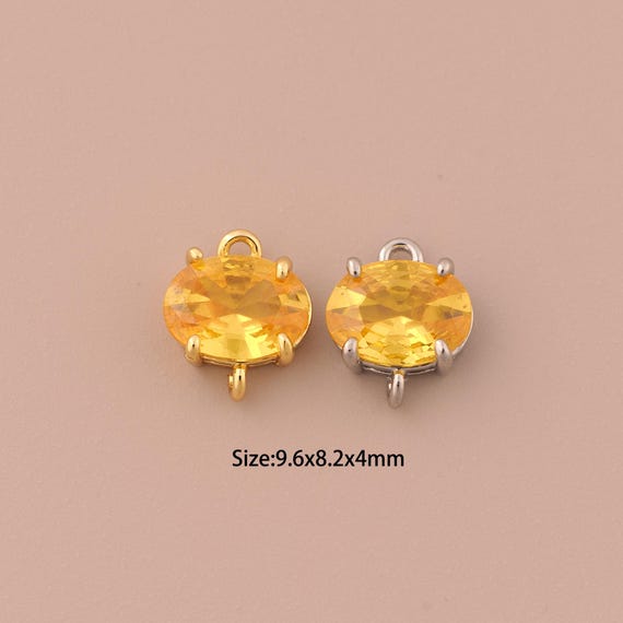 18K Gold Oval Connector,CZ Pave Minimalist Connector Charms,Oval Connector for DIY Jewelry Making Supply