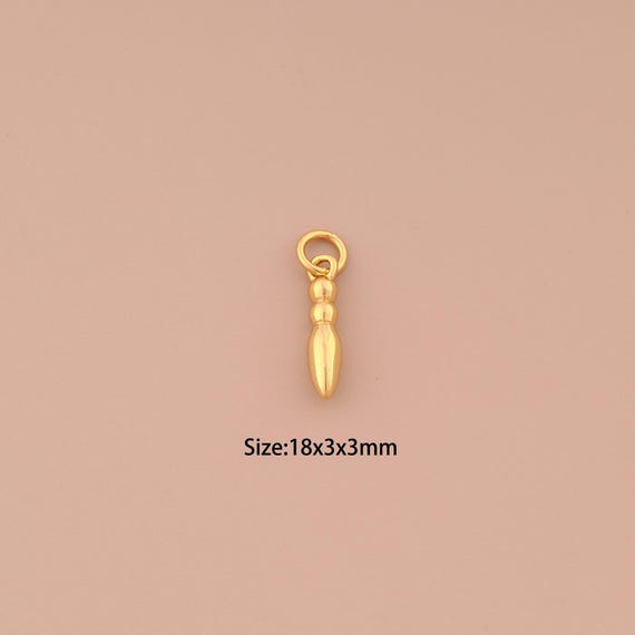 18K Gold Writing Brush Charms,Writing Brush Charms Pendants,Writing Brush Charm for DIY Jewelry Making Supply