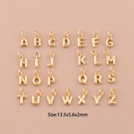 18K Gold 26 Letter Charms,Initial Charms Pendants,Letter Charm for DIY Jewelry Making Supply