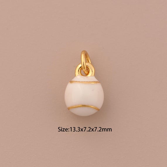 18K Gold Tennis Charms,Enamel Ball Charms Pendants,Tennis Charm for DIY Jewelry Making Supply