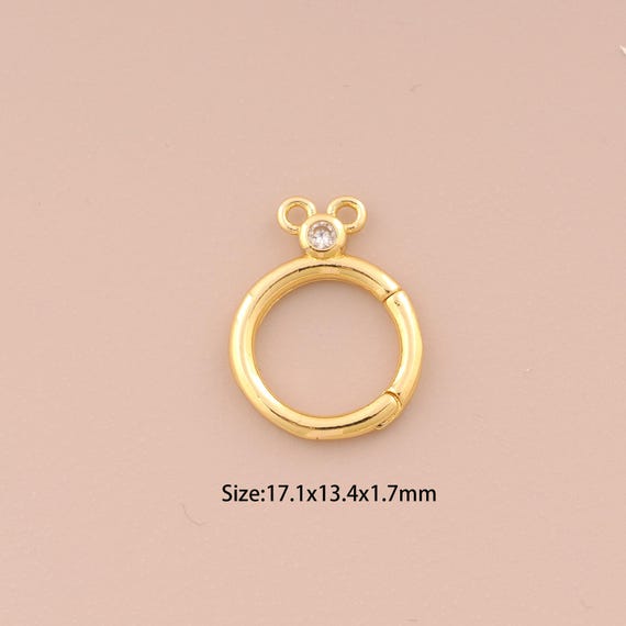 18K Gold Snap Clasp,CZ Pave Minimalist Clasp,Round Snap Clasp for DIY Jewelry Making Supply