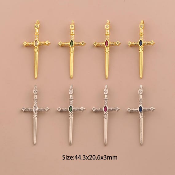 18K Gold Cross Charms,CZ Pave Religious Charms Pendants,Christian Charm for DIY Jewelry Making Supply