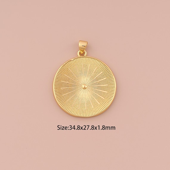 18K Gold Round Charms,Minimalist Charms Pendants,Coin Charm for DIY Jewelry Making Supply