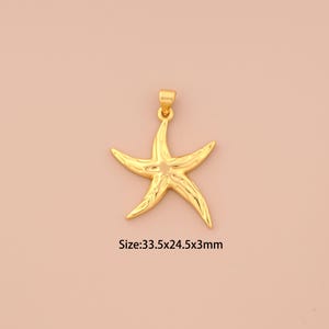 18K Gold Starfish Charms,Starfish Charms Pendants,Starfish Charm for DIY Jewelry Making Supply