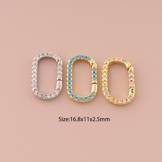 18K Gold Push Door Clasp,CZ Pave Snap Clasp,Snap Clasp for DIY Jewelry Making Supply