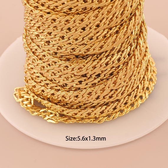 3.28 Feet 18K Gold Curb Chain,Special Chain,Semi-Finished Chain for DIY Jewelry Making Supply
