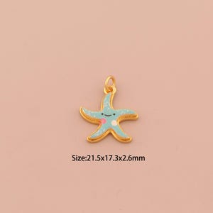 18K Gold Starfish Charms,Enamel Starfish Charms Pendants,Starfish Charm for DIY Jewelry Making Supply
