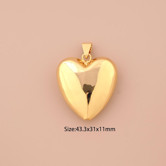 18K Gold Heart Charms,Heart Charms Pendants,Heart Charm for DIY Jewelry Making Supply